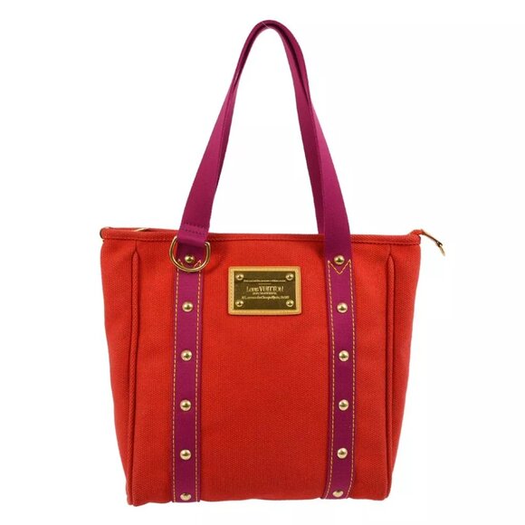 Louis Vuitton Red Purple Antigua Cabas MM Tote Bag M40034 SP0045 182610 - Picture 1 of 11